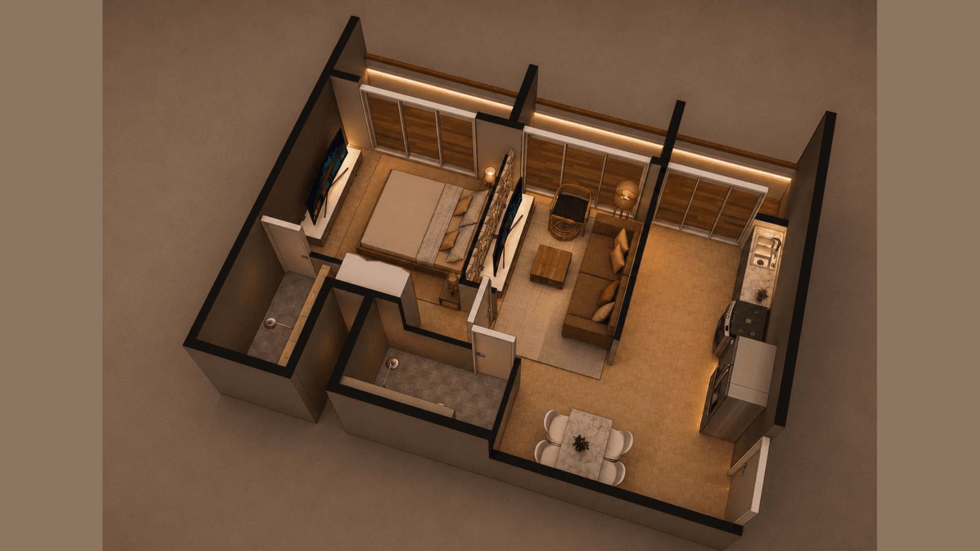 Signature 1BHK Living & Lounge Area