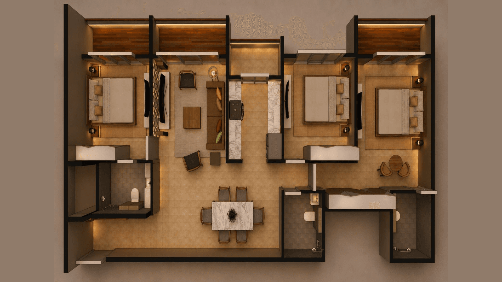 Signature 3BHK Kitchen & Dining Area